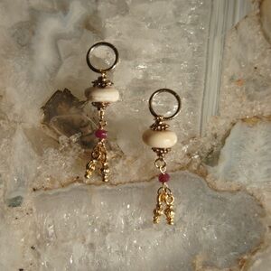 Elegant Gold and White Dangle Earrings